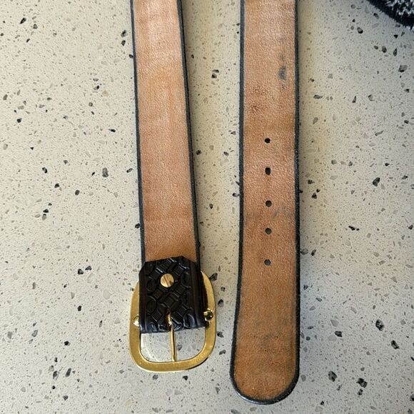 Genuine Leather Men’s Black Embossed Work Casual Belt Size 38 - Picture 4 of 12